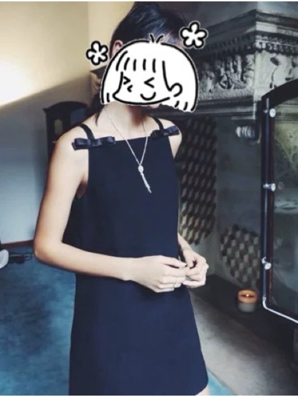 Chic & Elegant & Classy Black Mini Dress with Satin Shoulder Bows